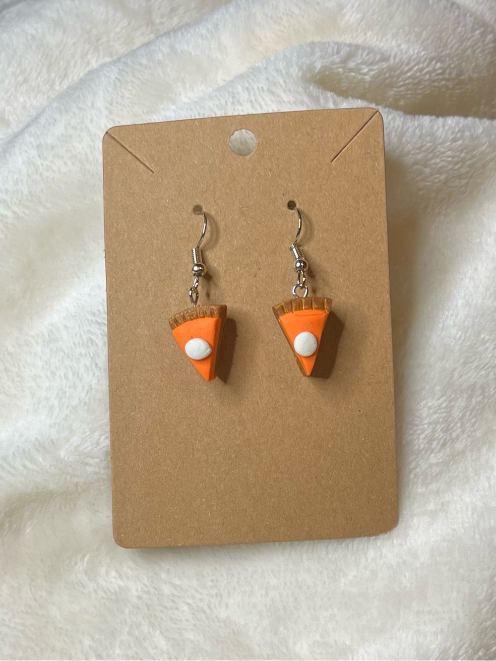 Pumpkin Pie Slice Dangle Earrings Handcrafted Great for Fall / Halloween - Picture 2 of 3